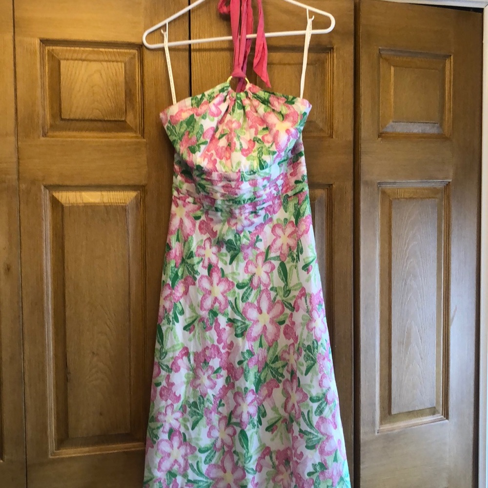 Lilly Pulitzer dress. Silk and linen. Pink white